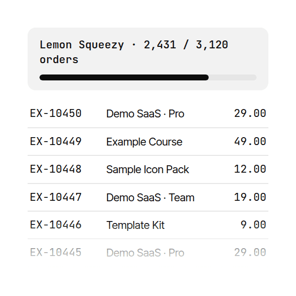 Sidebar mid-backfill with a dark progress bar and orders writing in